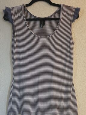 She Said Sleeveless Blue and White Striped Scoop Tank Top